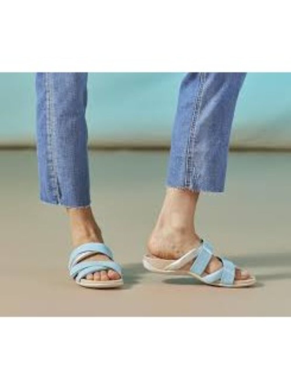 Vionic Women's Silver Blue Leather Hadlie Orthotic Slide Sandals Size 10 3525 - Picture 2 of 16